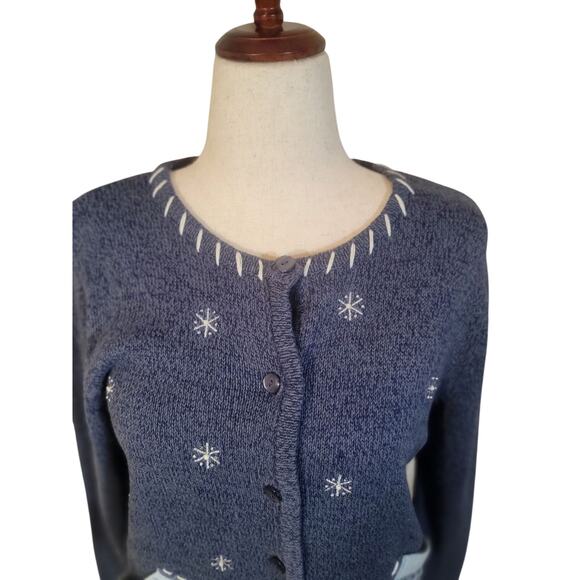 Vintage classic elements button up blue winter sweater size medium. - Picture 2 of 7